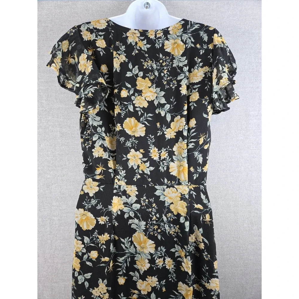 Abercrombie & Fitch M Black Floral High-Low Flare Maxi Dress Boho Whimsigoth Y2K